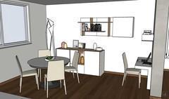 3D Living room design - dining area view